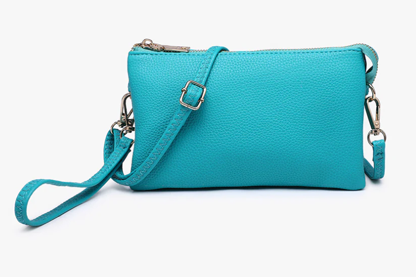 JEN & CO. Riley Small Crossbody Bags Vegan Leather Wristlet Wallets Clutch Purses Shoulder Handbag for Women (Ocean Teal)