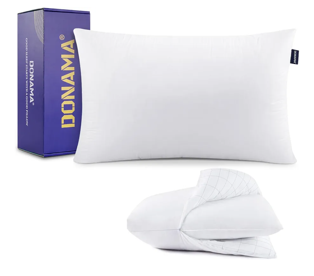 DONAMA Bed Pillows for Sleeping Queen Size, Adjustable Hotel Quality Pillow with Down Alternative Fill, Soft and Supportive Pillows for Side and Back Stomach Sleepers, 2 in 1 Pillow - 1 Pack