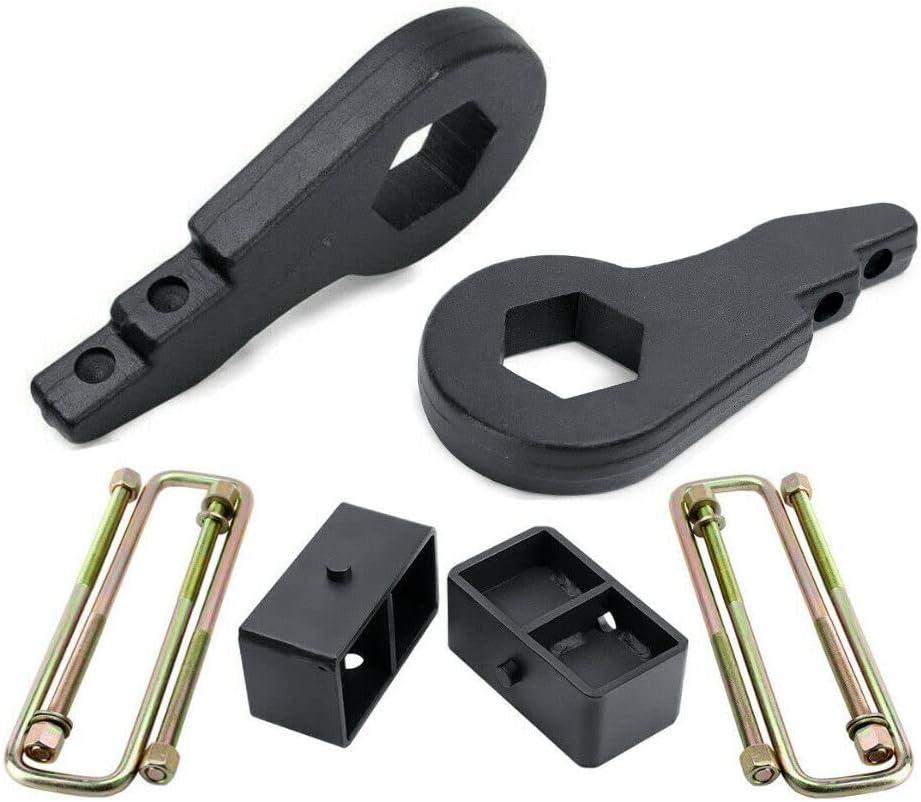 3" Front 3" Rear Suspension Full Lift Kit Steel Blocks + Torsion Key + U Bolts Compatible with Chevy GMC K1500 4WD 1988-1999 Silverado Sierra 1500(Classic) 6-Lug 1999-2007