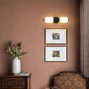Vintage Milk Glass Bathroom Vanity Light, 2-Light Vintage Wall Sconce with Antique Brass Finish Base & White Glass Shad, Wall Sconce Lighting for Mirror, Living Room, Gallery (Bulbs Included)