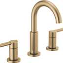 Delta Faucet Nicoli Widespread Bathroom Faucet 3 Hole, Gold Bathroom Sink Faucet, 2 Handle Bathroom Faucet, Bath Faucet, Drain Assembly, Champagne Bronze 35749LF-CZ
