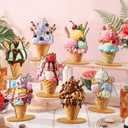 Amyhill 8 Pcs Summer Ice Cream Table Decorations Wooden Ice Cream Cone Table Centerpiece Sundae Party Decorations Toppers for Summer Theme Bridal Wedding Graduation Birthday Favor Supplies