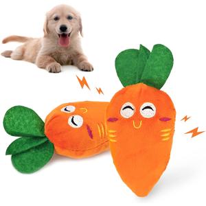 Andiker 2 pcs Dog Squeaky Toy, Dogs Carrot Pet Funny Squeaky Toys Dog Plush Toy for Small Medium Large Dogs and Cats (2pcs)