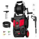 Electric Pressure Washer,4800PSI Max 3.2 GPM 20FT Hose,35FT Power Cord 4 Different Tips Foam Cannon Power Washer Red