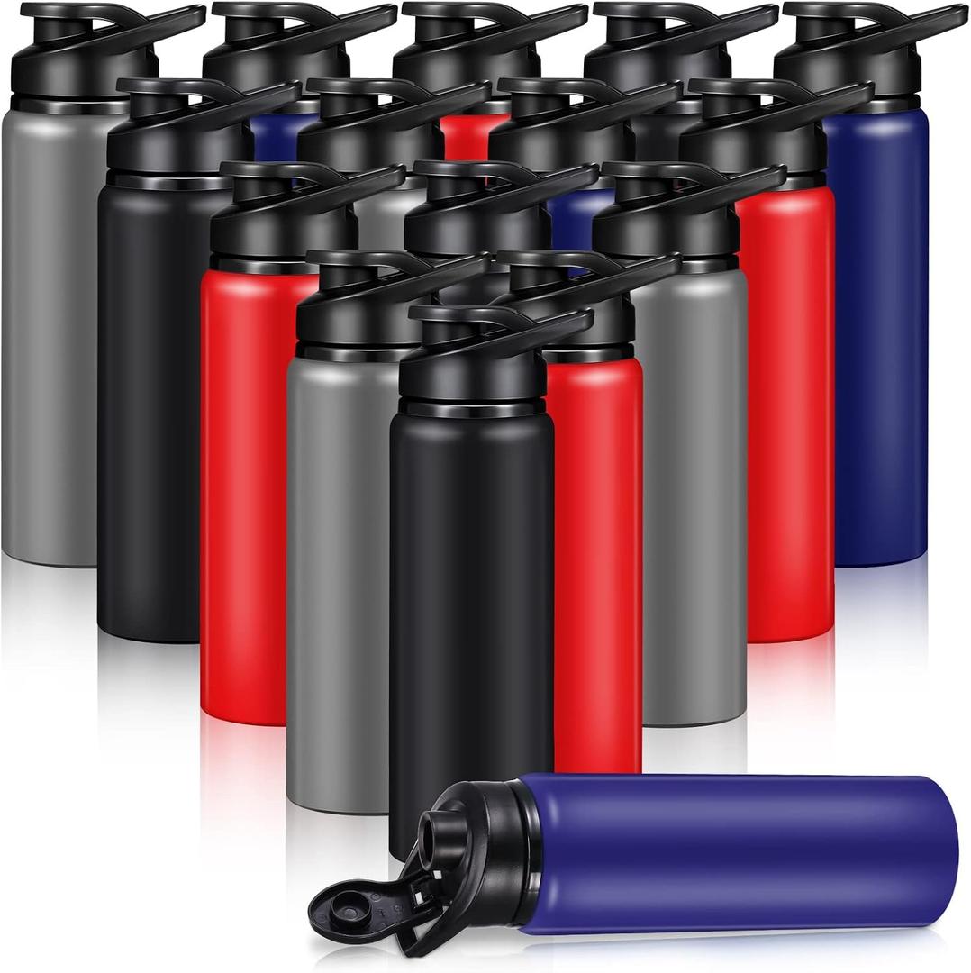 Mimorou 16 Pack Aluminum Water Bottles with Snap Lid Aluminum Reusable Sports Lightweight Leak Proof Water Bottles Bulk for Gym Hiking Cycling Sports Outdoor(25 oz)