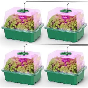 MIXC 4 Packs Seed Starter Tray Seed Starter Kit with Humidity Dome (120 Cells Total Tray) Seed Starting Trays Plant Starter Kit and Base Mini Greenhouse Germination Kit for Seeds Growing Starting