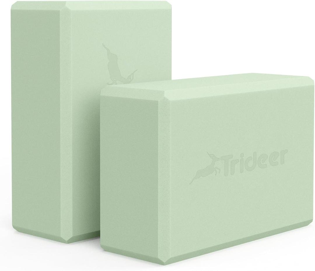 Trideer Yoga Blocks 2 Pack, Soft Non-Slip Surface Premium Foam Blocks, Supportive, Lightweight, Odor Resistant, Yoga Accessories for Pilates Meditation General Fitness Stretching Toning