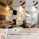 52" Ceiling Fans with Lights and Remote Control, Outdoor Ceiling Fan with Lights High CFM Quiet 3 Blade Wood Walnut Fan, Propeller Ceiling Fan for Outdoor/Indoor,Deep Walnut
