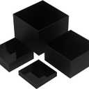 Acrylic Cube Display Boxes Pedestals, Black Platform with Hollow One Open Side, Stackable Nesting Risers Stands Shelf for Collectibles