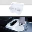 for Tesla Model 3 Model Y Cup Holder Insert Center Console Water Cup Limit Clamp, Under Armrest Box Storage Tray Key Card Sunglasses Holder for Tesla Accessories (White)