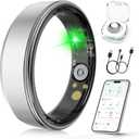 Smart Ring for Women & Men, Health Fitness Tracker Ring | Sleep Monitor/Heart Rate/Blood Oxygen/HRV/Stress/Calorie/Steps, IP68 Waterproof for iOS & Android, Free App (Silver, 07#)