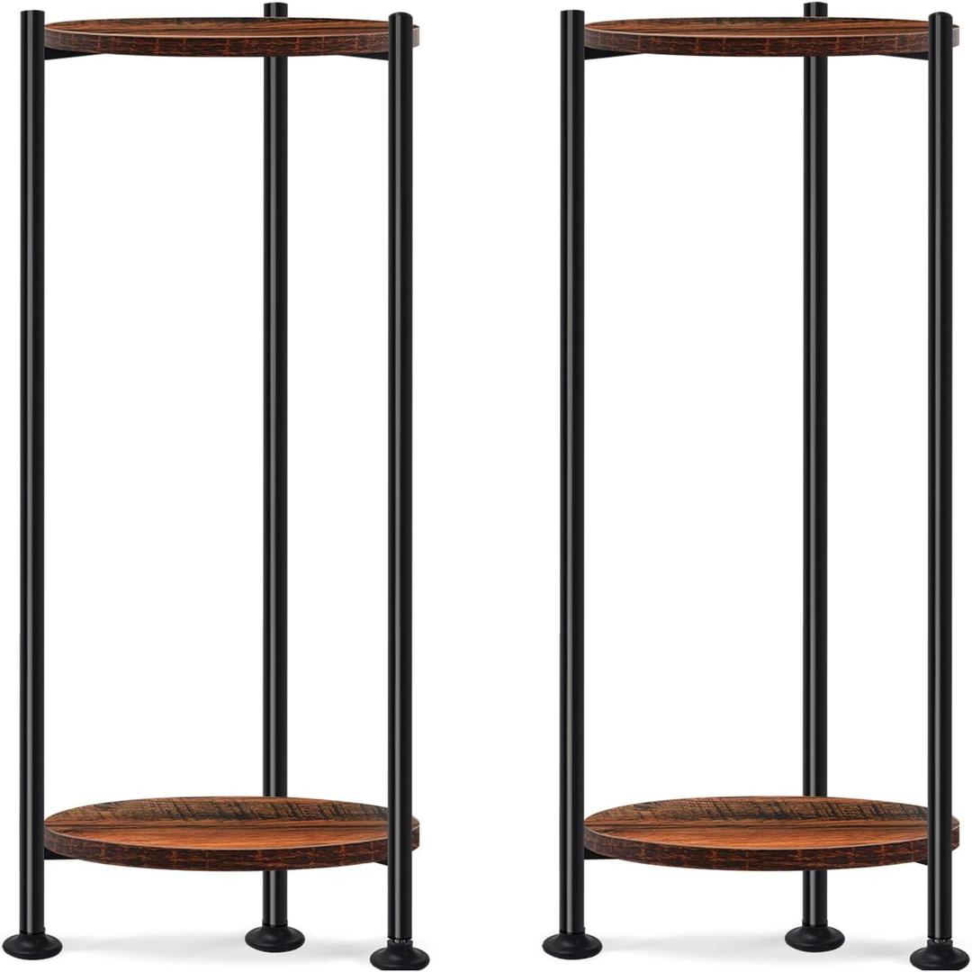 Lilybud--lily 2-Pack Plant Stand Indoor Outdoor, 30'' Tall Plant Stands for Indoor Plants, Heavy Duty Indoor Plant Shelf, 2 Tier Flower Stand for Living Room, Balcony, Deck(Brown)