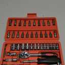 Egofine 46 Pieces 1/4 inch Drive Socket Ratchet Wrench Set, with Bit Socket Set Metric and Extension Bar for Auto Repairing and Household, with Storage Case