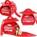 TaoBary 30 Pieces Graduation Cap Candy Box 2025 Graduation Prom Boxes Party Favors Treat with Tassel Centerpieces for Tables Decorations Grad Party Supplies(Red)