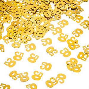 WILLBOND Gold 50th Confetti, 50th Number Birthday Confetti, Wedding Birthday Anniversary Party Table Decorations