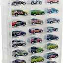 Adevar Double Sided 1/64 Scale Toy Car Storage Case Compatible with Matchbox Car Hot Wheels Storage Case,46 Slot Transparent Organizer for 48 Toy Cars,Case Only