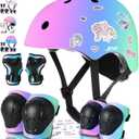 Kids Bike Helmet and Pad Set for Girls Boys Ages 2-3-5-8-14, Adjustable Toddler Youth Helmet with Knee & Elbow Pads for Bicycle, Skating, Scooter - Multiple Bright Color Options. S Size