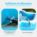 SLOOSH Inflatable Pool for Family with Seats, 120" x 101" x 26" Full-Sized Blow Up Durable Thickened Above Ground Pool with Backrest Cup Holders,Swimming Pools for Backyard Summer Water Lawn, Blue