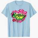 Birthday Girl Classic Airbrush Style Illustration Y2K Retro T-Shirt, XL, Baby Blue
