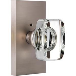 Glass Door Knobs Interior with Lock, Crystal Modern Privacy Door Knob for Bedroom Bathroom, Brushed Nickel