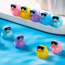 100pcs Summer Beach Ducks, Mini Resin Ducks Colorful Duck Figurines with Surfing Glasses Surfboards for Baby Shower Miniature Garden Landscape DIY Dollhouse Potted Plants Pool Party Decoration