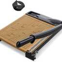 12 inch Wood Guillotine Paper Cutter, Heavy Duty Wood Base Paper Trimmer with 12-16 Sheets Capacity Paper Cutting Board for Classroom, Crafting, Cardstock, Art Projects (Gray)