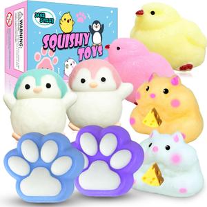 8 Pcs Taba Squishy Pack - Kawaii taba Squishies Stress Relief Toys Party Favors for Kids 6 7 8 9 10 11 12 Year,, Squishy Fidget Toys Set,Gifts for Kids, Party Favors,Goodie Bags Fillers
