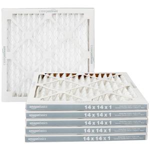 Amazon Basics 14x14x1 Air Filter 6-Pack, MERV 11 AC Furnace Filters, Allergy Control, Removes Dust, Pollen and Lint (Actual Size: 13.75" x 13.75" x 0.75")