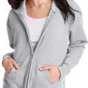 Hanes Women's Hoodie, Ecosmart Fleece Full-zip Hoodie, Zip-up Hooded Sweatshirt (Gray)