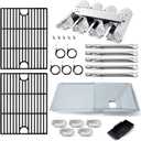 Replacement Parts for Nexgrill 720-0888S, Grease Tray Drip Pan & Flame Tamers & Grill Grates & Burners Igniters Replacement for Nexgrill 5 Burner 720-0888S Gas Grill