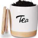 LEETOYI Ceramic Food Storage Containers with Lid,Modern Farmhouse Kitchen Decor, Countertop Food Storage Caddy Organizer, 33oz (Labeled Tea)