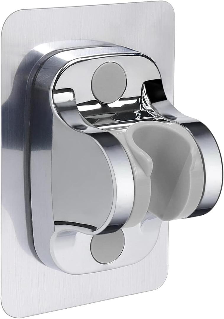 NearMoon Self Adhesive Shower Head Holder-Adjustable Handheld Shower Holder NO Drilling Wall Mount Waterproof (1 Pack, Chrome Finish)