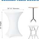 Cocktail Table Covers - 2 Pack 32x43 Inch Table Cloth - White Fitted Stretch Spandex Round High Top Tablecloth for Party, Bar, Birthday, Pub, Banquet