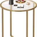 SAYGOER Round Dining Table Small Glass Kitchen Table 26.7'' Multifuntional Modern Dining Room Table for 2 Space Saving Kitchen Table,Easy Assembly, Gold 