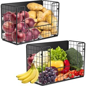 2 Set Magnetic Shelf for Fridge , Fruit Potato & Onion Storage Bins, Pantry Organizers & Storage, Large Container Magnetic Basket for Refrigerator, Kitchen Counter, Cabinet, Magnetic Fridge Organizer, 6.3"D x 13.78"W x 8.66"H