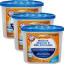 Arm & Hammer Fragrance Free Moisture Absorber and Odor Eliminator, 14 oz. Tub, 3 Ct, Attract and Trap Excess Moisture, Eliminate Musty Odors