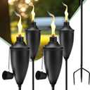 4 Pack Garden Torches for Outside, 22 oz Metal Citronella Torch with 3-Prong Grounded Stake, Perfect for Patio, Lawn, and Backyard Dcor (Black 4 PCs)