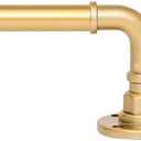 3/4 Inch Adjustable Industrial Curtain Rod Set, 30 to 84 Inches, Heavy Duty Drapery Rods for Indoor and Outdoor, Gold