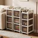 Bathroom Storage with Drawers, 7.87" Wide Slim Cabinet with Wheels