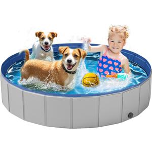 Dog Pool for Large Dogs, Foldable Plastic Pool for Dogs Slip-Resistant (XL - 63'' x 12'')