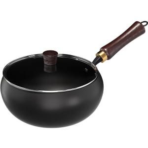 Carbon Steel Wok Pan, nitrided woks Uncoated Heats Evenly Multi-Purpose Frying Pan, Suitable for Any Stove, Oven or Even Camping Campfire with Lid and Wooden Handle, 11in