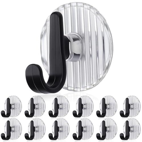 Thyle 12 Pcs Christmas Wreath Hangers for Front Door 1.8 Inch Adhesive Wall Hooks for Heavy Duty Black Wreath Hooks Over The Door for Garland Window Christmas Wreaths Party Decorations