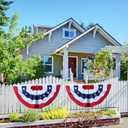 American Flag Bunting Patriotic Pleated Fan Flag USA Flags with Brass Grommets and Zip Ties for 4th of July Memorial Day Decoration Outdoor (3, 3x6 Feet)