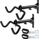 Cyfie Bike Wall Mount Garage Rack, Adjustable Horizontal Bike Storage Hanger Hooks with Wheel Stabilizer Strap, Indoor Hanging Bicycle Holder in Apartment Garage for Mountain Road Hybrid Bike (2 Pack)