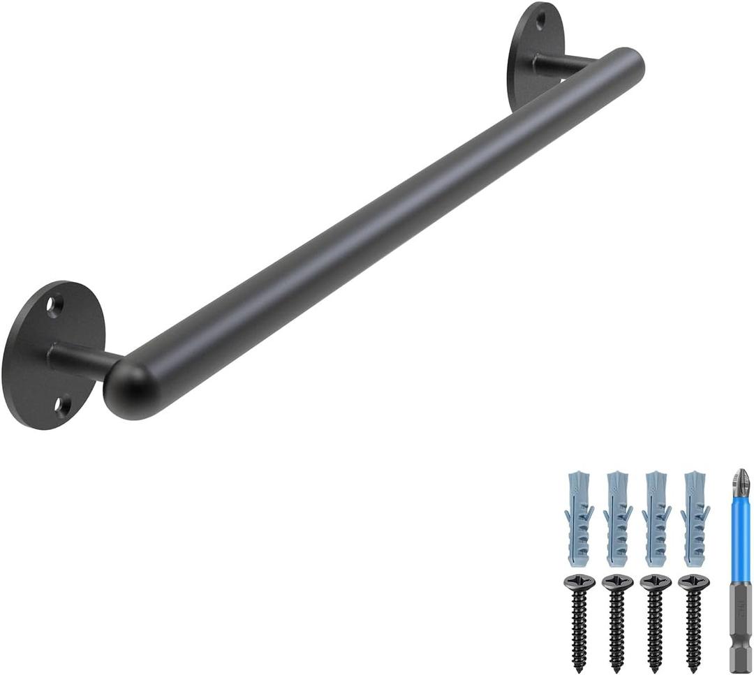 Dolibest 19 Inch Wall Mount Metal Handrail, Staircase Step Handrail, Non-Slip Safety Grab Handle, Barrier-Free Staircase Grab Handle for Elderly, Indoor & Outdoor Use, 1.3 Inch Round
