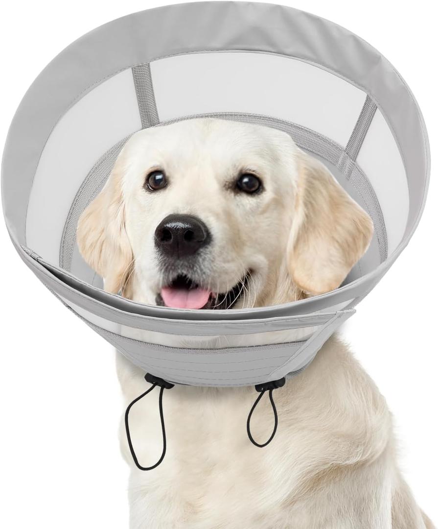 ASENKU Dog Cone Collar, Soft Adjustable Cone for Dogs to Stop Licking, Lightweight Recovery Dog Cone After Surgery, Pet E-Collar for Small, Medium & Large Dogs(Grey, XL)