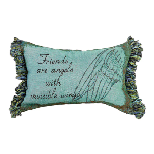 Manual 12.5 x 8.5-Inch Decorative Embroidered Word Pillow with Fringe, Friends are Angels