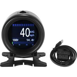 X AUTOHAUX OBDII Multi-Function Digital Gauge KMH MPH Digital Speedometer Oil Temperature Gauge Battery Voltage Tester Scanner for 12V OBDII Auto SUV Pickup