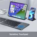 Foldable Bluetooth Keyboard with Touchpad, Ultra Slim Portable Wireless Keyboard with Rechargeable Battery for Android Windows iOS Tablets Laptop-Space Gray