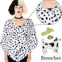 Cosrea Women Halloween Costume Black and White Spotted Dog Shawl Faux Stole for Adult, One Size